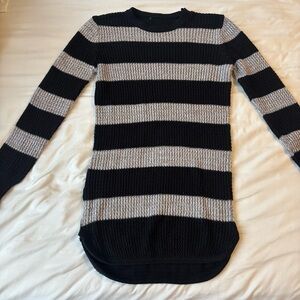 Elegant Black and Gray Striped Women's Sweater